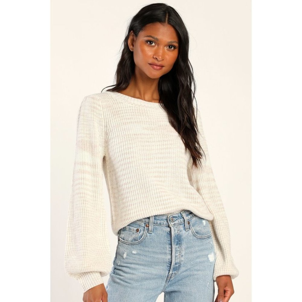 NWT Womens Size Small Lulu's Always Adoring Space Dye Balloon Sleeve Sweater